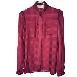 100% Silk Italian Vintage Blouse Raspberry Red by Chez Catherine